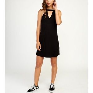 RVCA Black Ribbed Knit Cutout Mini Dress